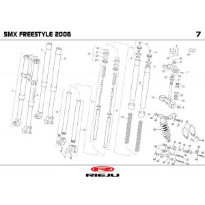 Voorvork - Balhoofdstel - Schokbreker Rieju SMX pro zwart 2004 2-takt