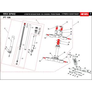 Voorvork - Balhoofdstel - Schokbreker Rieju Spike-x rood 2008 2-takt