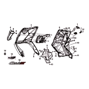 Voorplaat / binnenplaat / knipperlichten Sym Orbit III 125I E4 WHITE (WH-006)