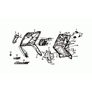 Voorkap - Beenschild - Knipperlichten voorzijde Sym Orbit III Black