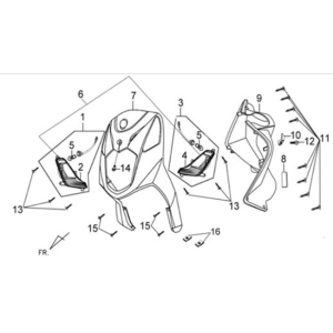 Voorplaat/ binnenplaat/ knipperlichten Sym X'PRO 125 WIT WH8018P