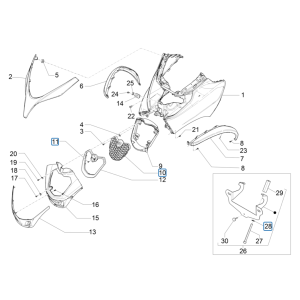Voorkap Piaggio MP3 350 Maxi Sport ABS Euro 4 2018-2020