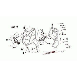 Voorkap - Beenschild - Knipperlichten voorzijde Sym Orbit II Euro 4 Black