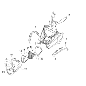 Voorkap Piaggio MP3 300 LT Sport 2009-2014 zwart competition 98/A