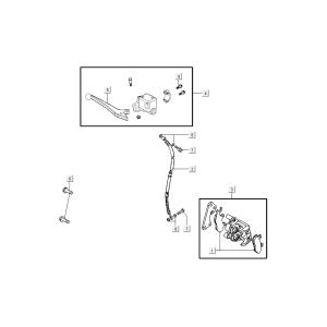 Remcilinder - Remklauw - Remblokken - Remleiding Kymco K-Pipe 4-takt Glans Zwart