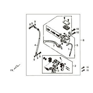 Remcilinder - Remklauw - Remblokken - Remleiding Sym XPRO 50 4-takt AC Euro 4