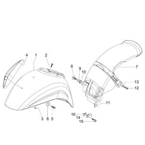 Voorspatbord Vespa S 50 4-takt 4V AC wit monte 544