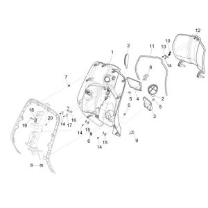 Beenschild Vespa Sprint 50 4-takt 4V AC blauw azzurro 261/A