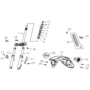 Voorvork - Balhoofdstel - Voorspatbord China FoX blauw mat