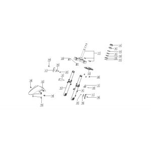 Voorvork - Balhoofdstel - Voorspatbord Kymco Super8 50 4-takt 2009→ zwart
