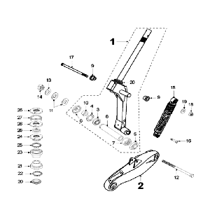 Voorvork - Balhoofdstel Peugeot Speedfight 2 50 2-takt AC Zwart