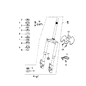 Voorvork - Balhoofdstel Peugeot Speedfight 4 50 4-takt AC Roodzwart