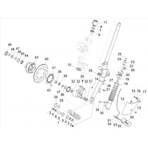 Voorvork - Balhoofdstel Vespa GTS 300 HPE 4V IE ABS Euro 4 2019