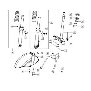 Voorvork - Balhoofdstel Kymco Yup 50 2-takt AC zilver
