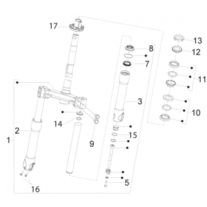 Voorvork - Balhoofdstel Piaggio Fly 125 IE 4-takt 3V Euro 3