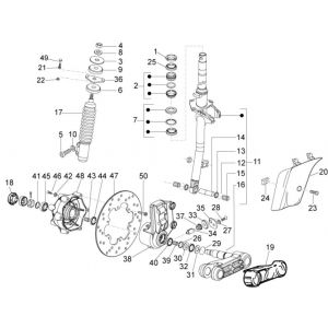 Voorvork - Balhoofdstel Vespa S 50 4-takt 2V 25km/u