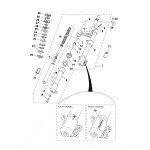 Voorvork - Balhoofdstel Yamaha Aerox 50 2-takt LC