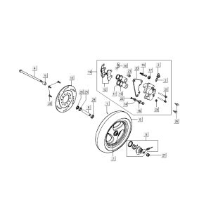 Voorwiel - Remklauw - Remblokken - Remschijf Kymco Super9 50 2-takt AC oud model race zwart geel
