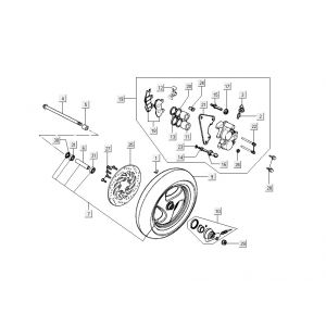 Voorwiel - Remklauw - Remblokken - Remschijf Kymco Grand Dink 2-takt Zilver