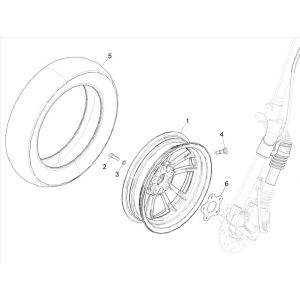Voorwiel Vespa Elettrica 25km/u SCH Euro 5 2021