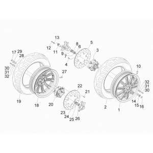 Voorwiel Piaggio MP3 300 LT Sport 2009-2014