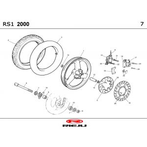 Voorwiel Rieju Rs1 geel- blauw 2001 2-takt
