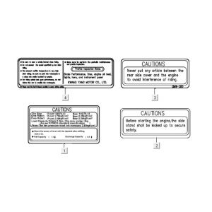Veiligheid- en waarschuwingsstickers Kymco New Dink 200i
