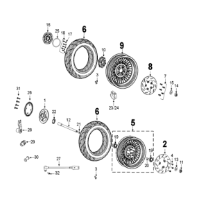 Wheels Peugeot Django 125 EFI E4 2018-2020