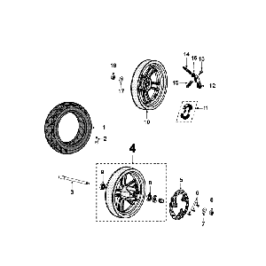 Voorwiel - Achterwiel Peugeot Speedfight 4 50 4-takt AC Roodzwart