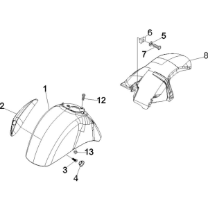 Voorspatbord - Spatschermen Vespa GTS 250 ie 2005-2009 (met ABS) rood dragon 894