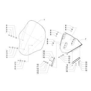 Windscherm Piaggio MP3 300 ie LT Business - Sport (met en zonder ABS) 2016-2018
