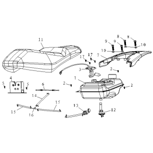 Zadel - Benzinetank China FoX blauw mat
