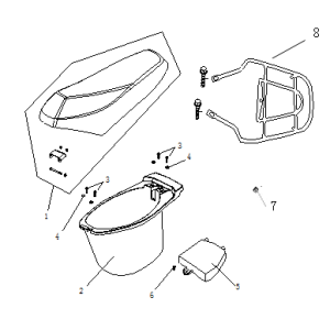 Zadel - Helmbak China Ape 50 wit