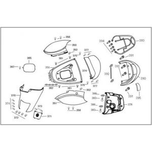 Motorschermen - Helmbak - Achterdrager Benzhou YY80T-18 YY50QT(-18) rood