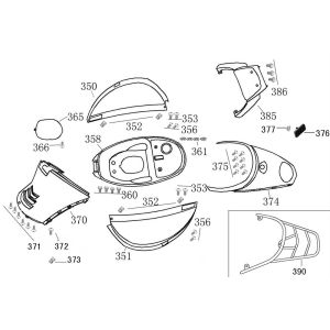 Motorschermen - Helmbak - Achterdrager BTC Riva II donkerblauw