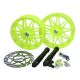Velgenset oversized compleet met remschijf en verlengde onderpoten fluor geel geschikt voor Piaggio Zip 2000