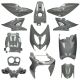 Kappenset Yamaha Aerox / MBK Nitro Nardo grijs (tot 2013) 12-delig Mezoly