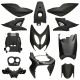 Kappenset Yamaha Aerox / MBK Nitro Mat zwart (tot 2013) 12-delig Mezoly