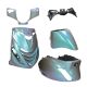 Kappenset SP look Piaggio Zip 2000→50cc 2/4-takt cameleon exclusive zilver grijs tot groen en paars Mezoly 5-delig