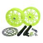 Velgenset oversized compleet met remschijf en verlengde onderpoten fluor geel geschikt voor Piaggio Zip 2000