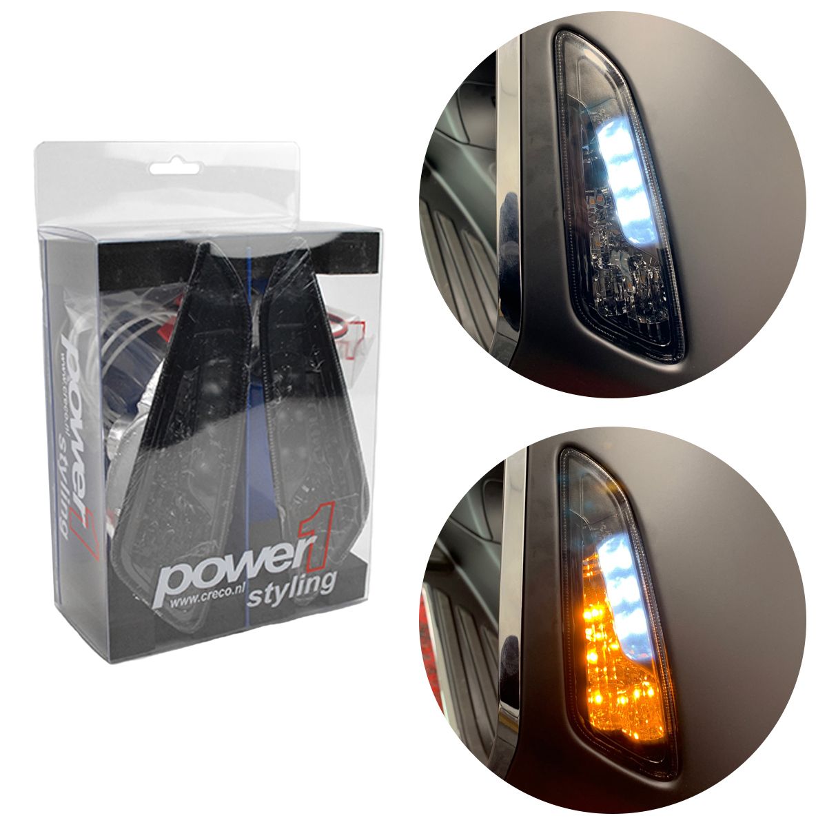 Knipperlicht set LED Vespa Primavera / Sprint Audi look voor smoke Power1